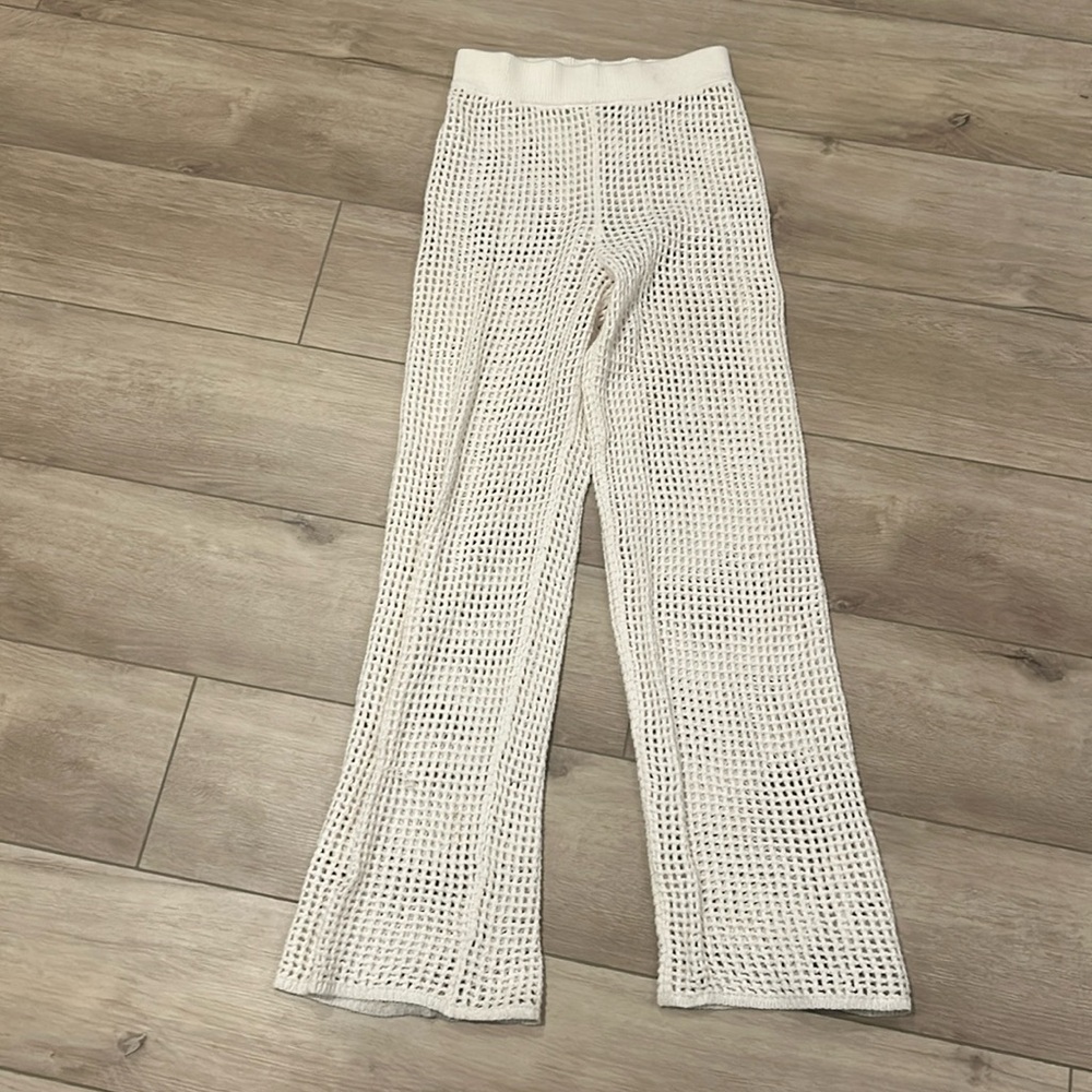 Abercrombie & Fitch Cream Crochet Wide-Leg Pants
